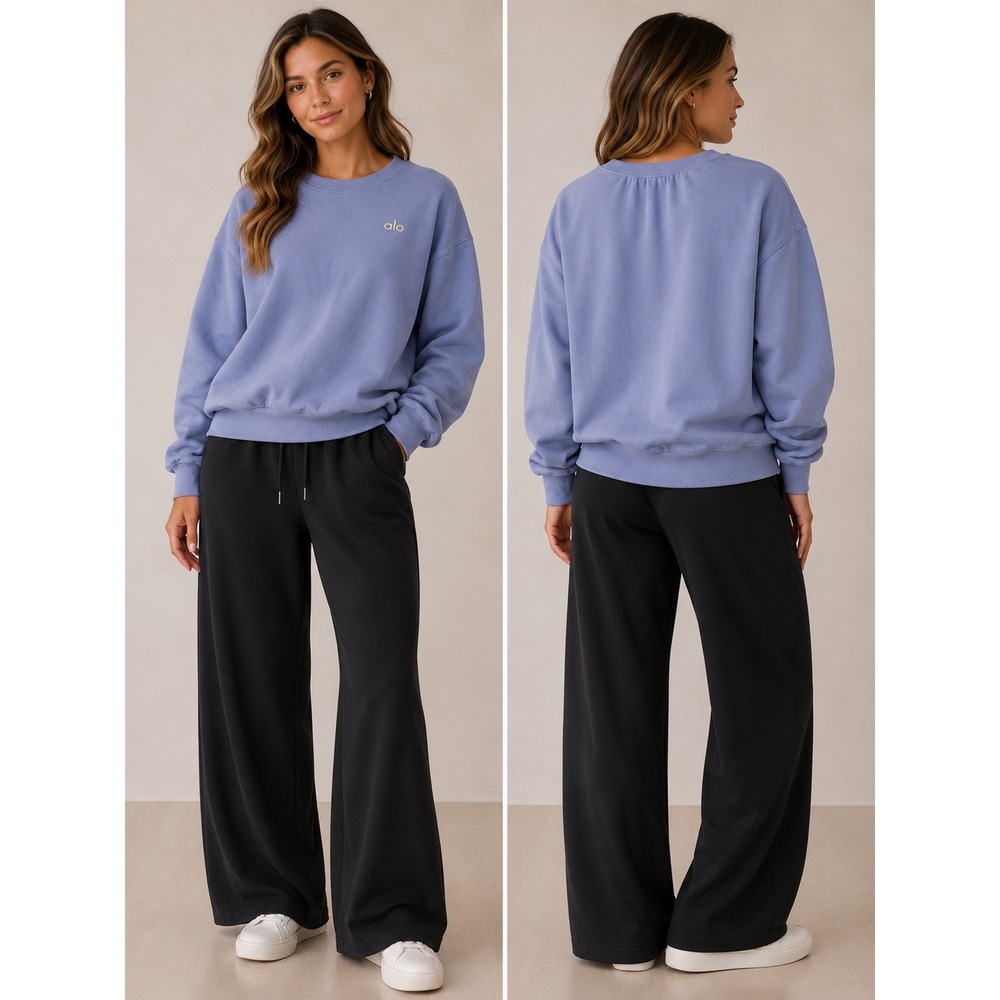Alo Yoga Sweatshirt Womens Medium Lavender Accolade Crew Neck Pullover